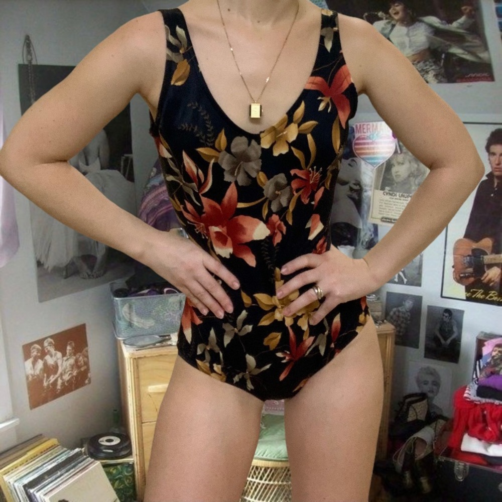 Vintage 90s floral one piece bathing suit